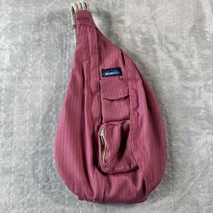 KAVU Rope Sling Bag Womens Pink Herringbone Crossbody Shoulder Backpack